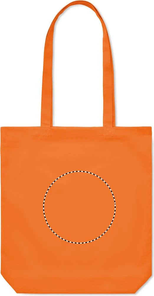 270g plátená nákupná taška – oranžová – tlačová plocha – BACK EMBROIDERY