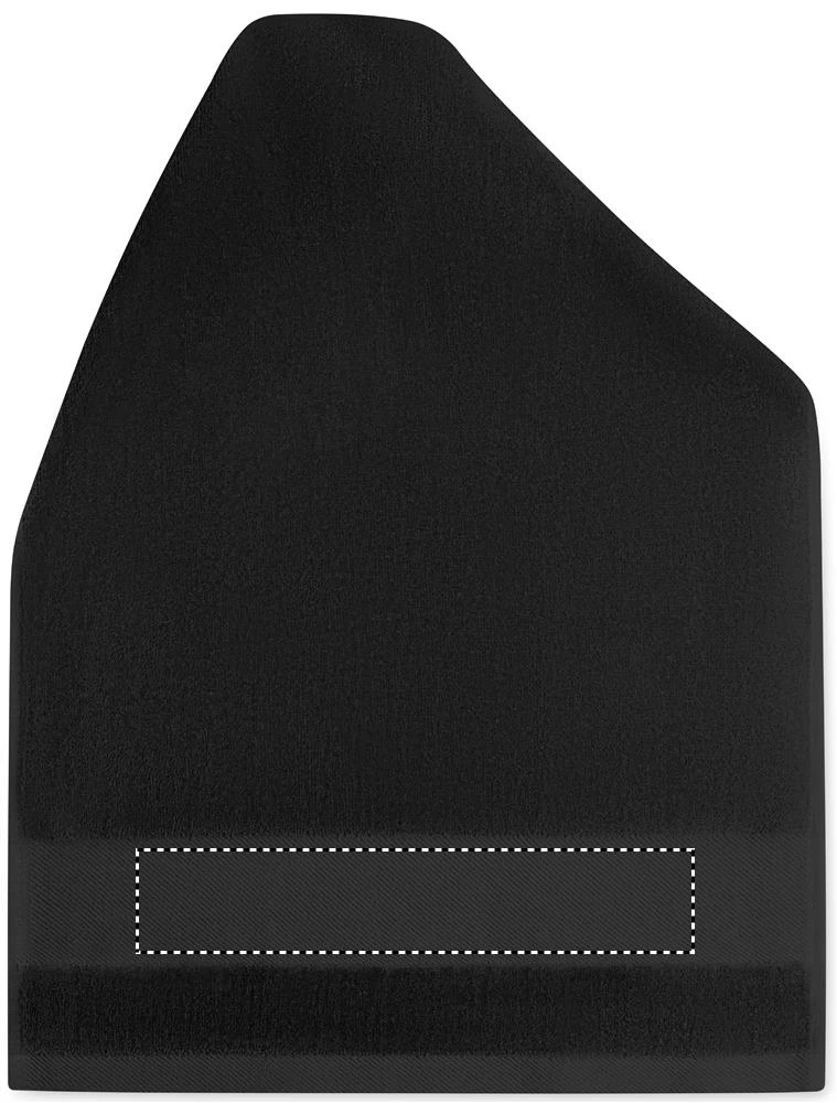 Bavlnený golfový uterák – černá – tlačová plocha – STRAP SIDE 1