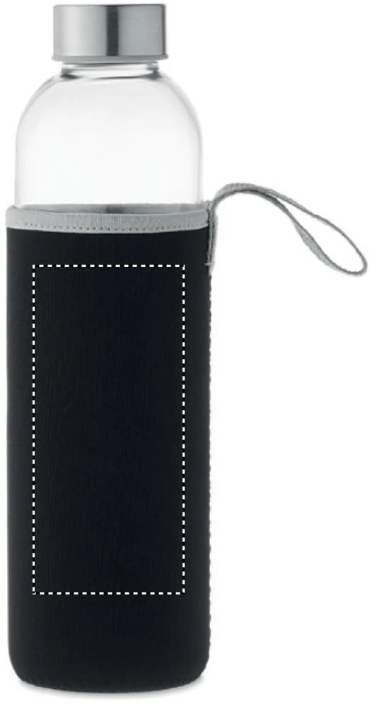 Sklenená 750 ml fľaša – černá – tlačová plocha – Puzdro