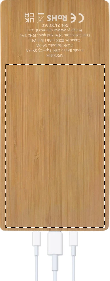 Sunster power banka – natural – tlačová plocha – Zadná strana