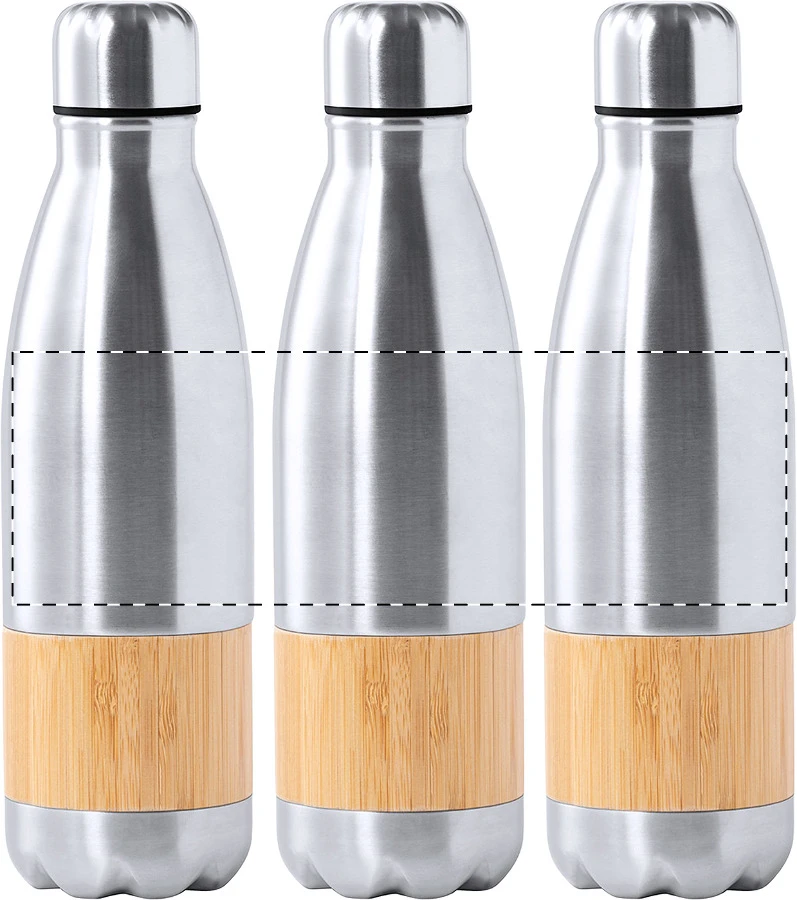Keval športová fľaša – silver – tlačová plocha – Obal - telo produktu