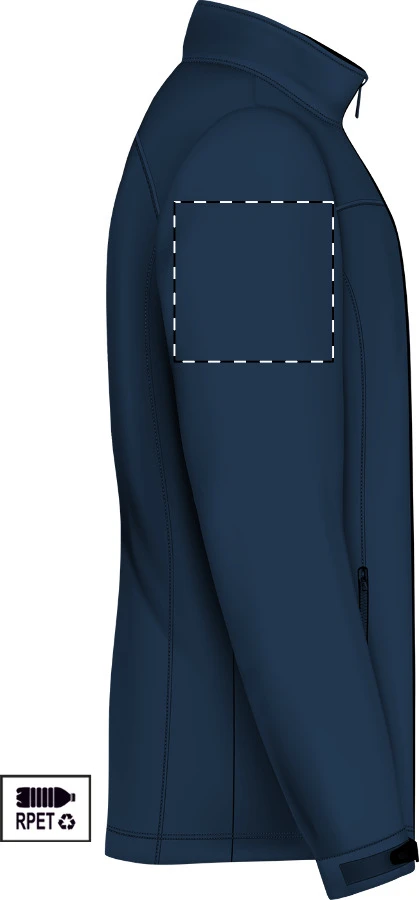 Timber RPET softshellová bunda – dark blue – tlačová plocha – Pravý rukáv