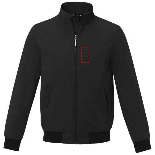 Ľahká unisex bunda typu bomber Keefe - Elevate – černá – tlačová plocha – Ľavá strana hrude