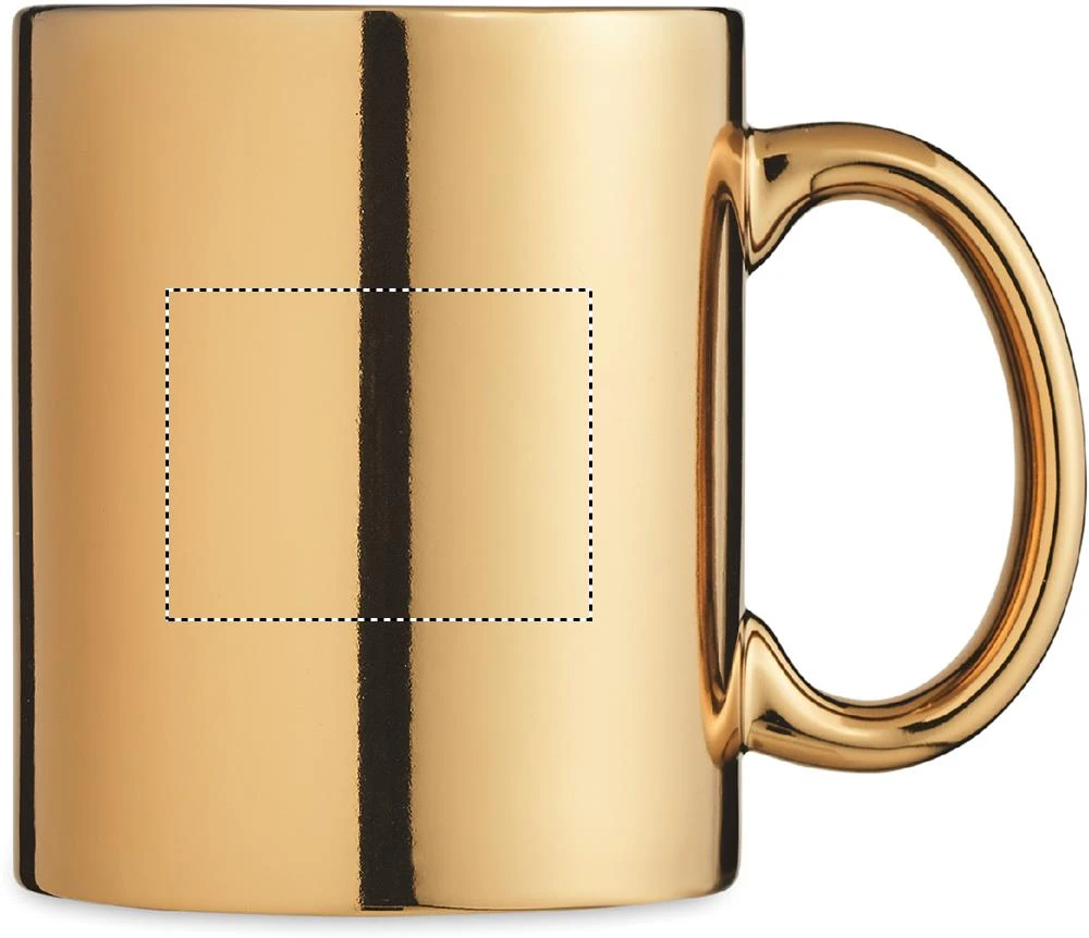 Keramický hrnček metalický – zlatá – tlačová plocha – Pre pravákov