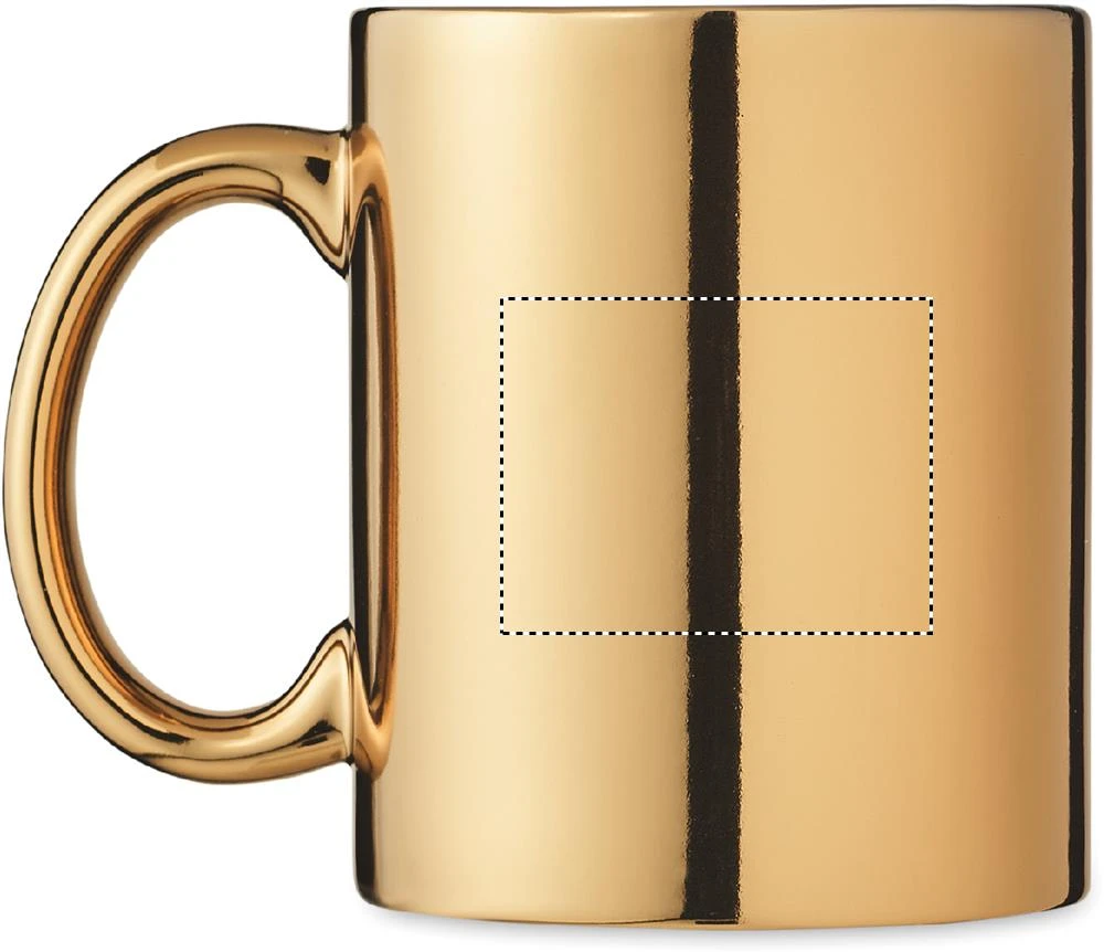 Keramický hrnček metalický – zlatá – tlačová plocha – Pre ľavákov