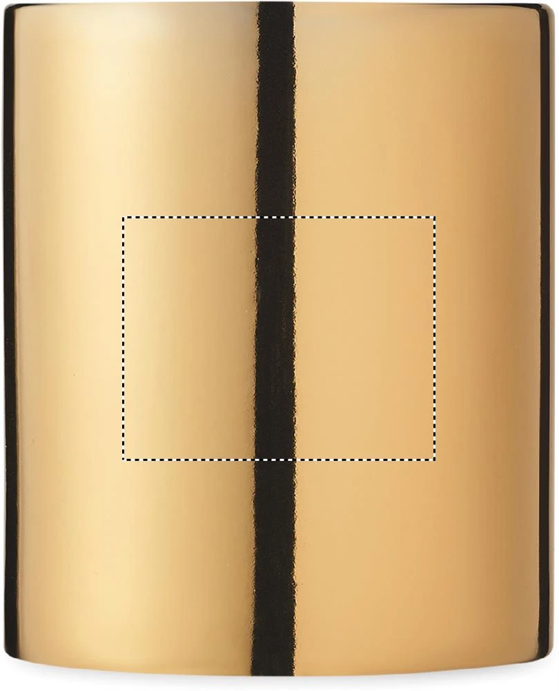 Keramický hrnček metalický – zlatá – tlačová plocha – OPPOSITE OF HANDLE