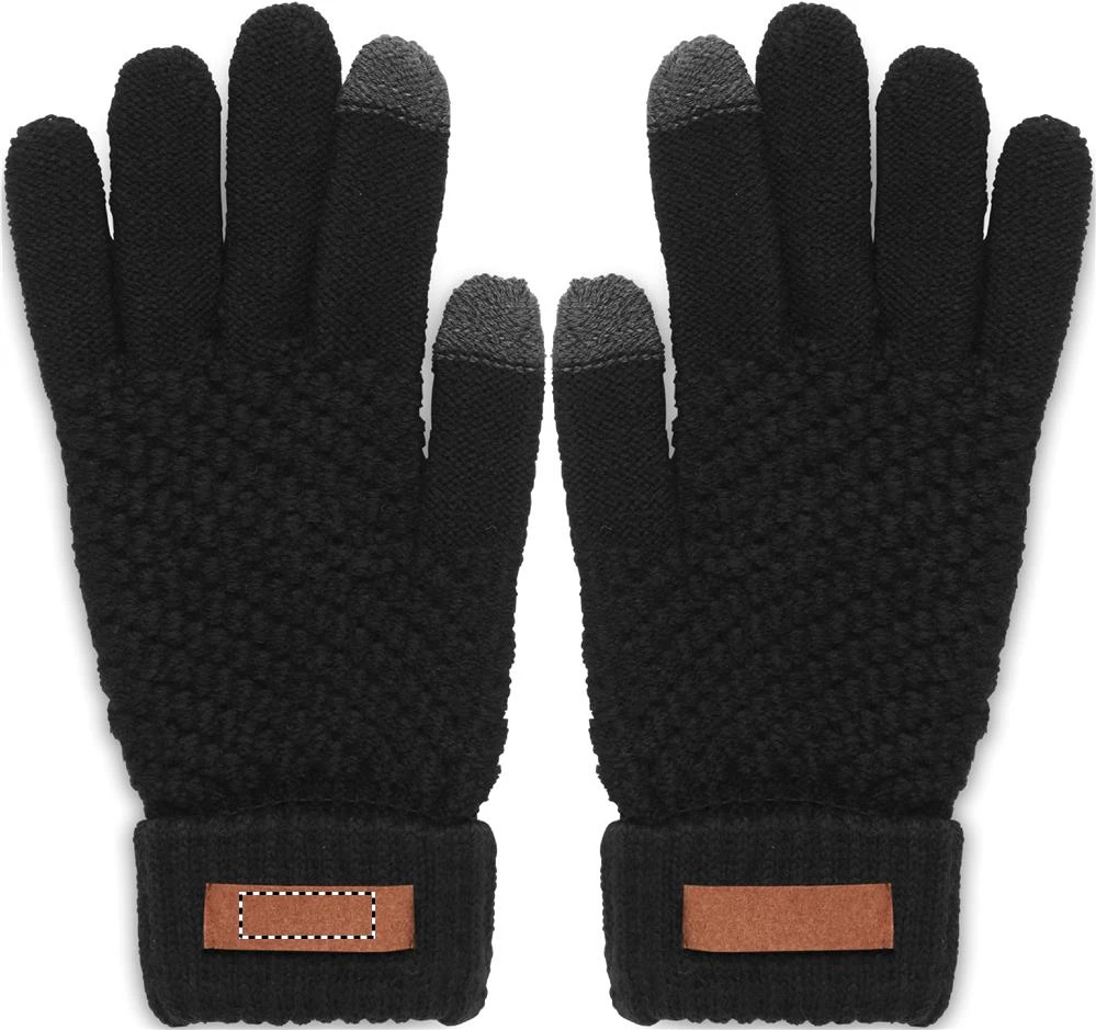 Dotykové zimné rukavice – černá – tlačová plocha – GLOVE LEFT