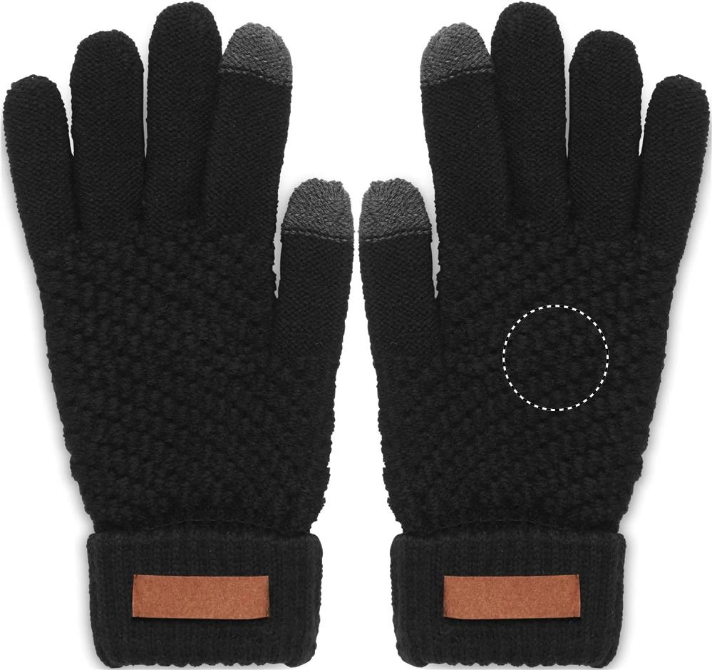 Dotykové zimné rukavice – černá – tlačová plocha – TOP GLOVE RIGHT