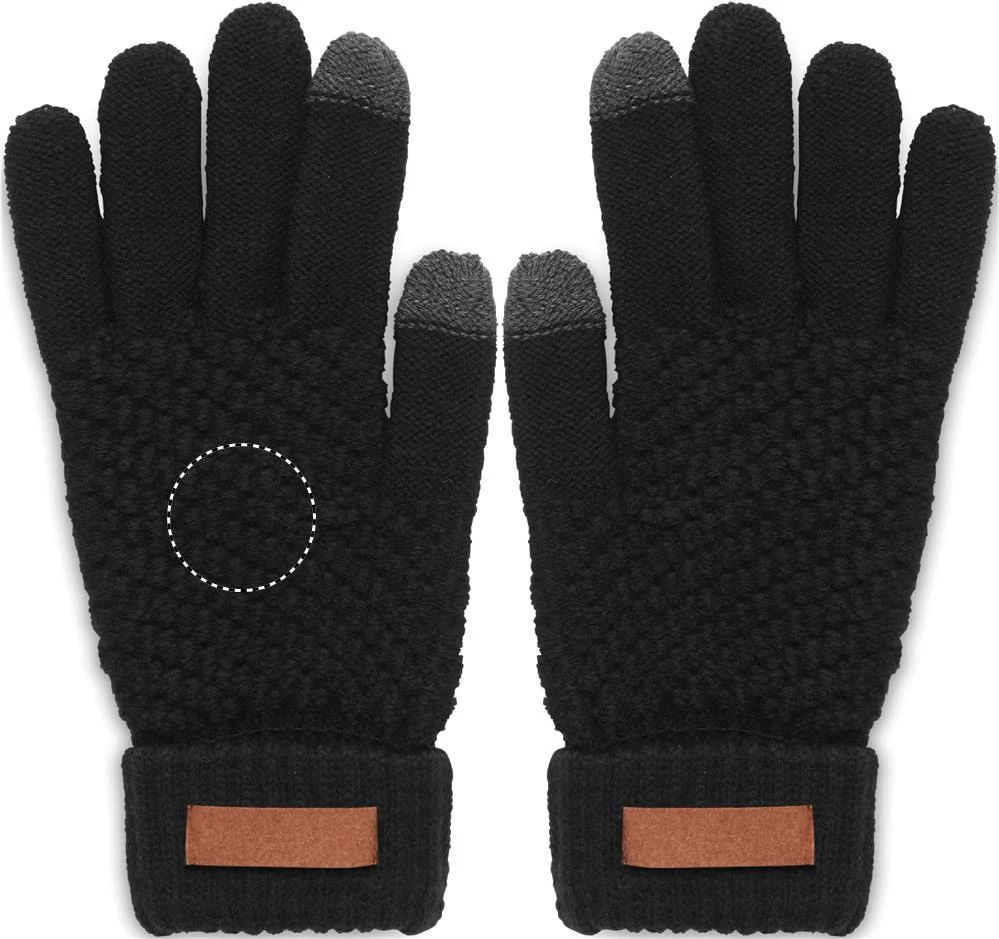 Dotykové zimné rukavice – černá – tlačová plocha – TOP GLOVE LEFT