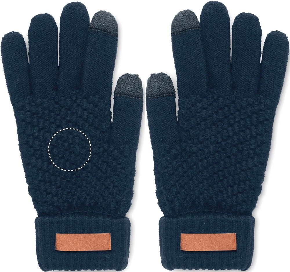 Dotykové zimné rukavice – francouzská námořnická modř – tlačová plocha – TOP GLOVE LEFT