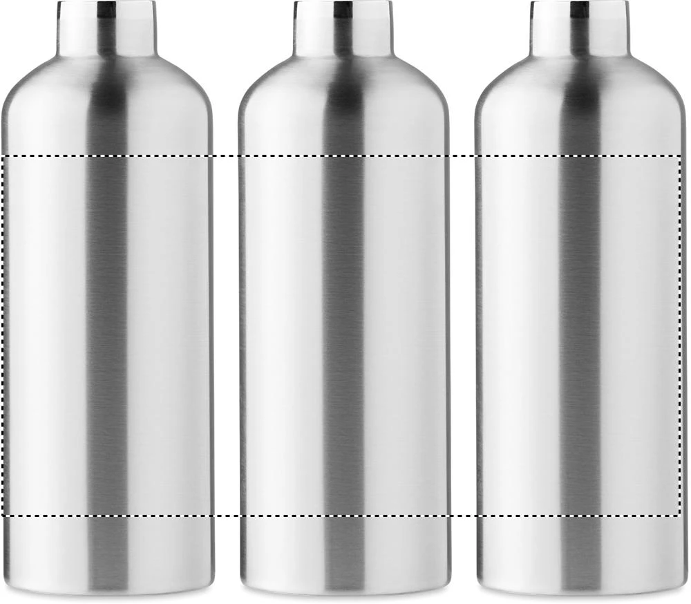 Dvojstenná nerez fľaša 1,5 l – matná stříbrná – tlačová plocha – Dookola 360°