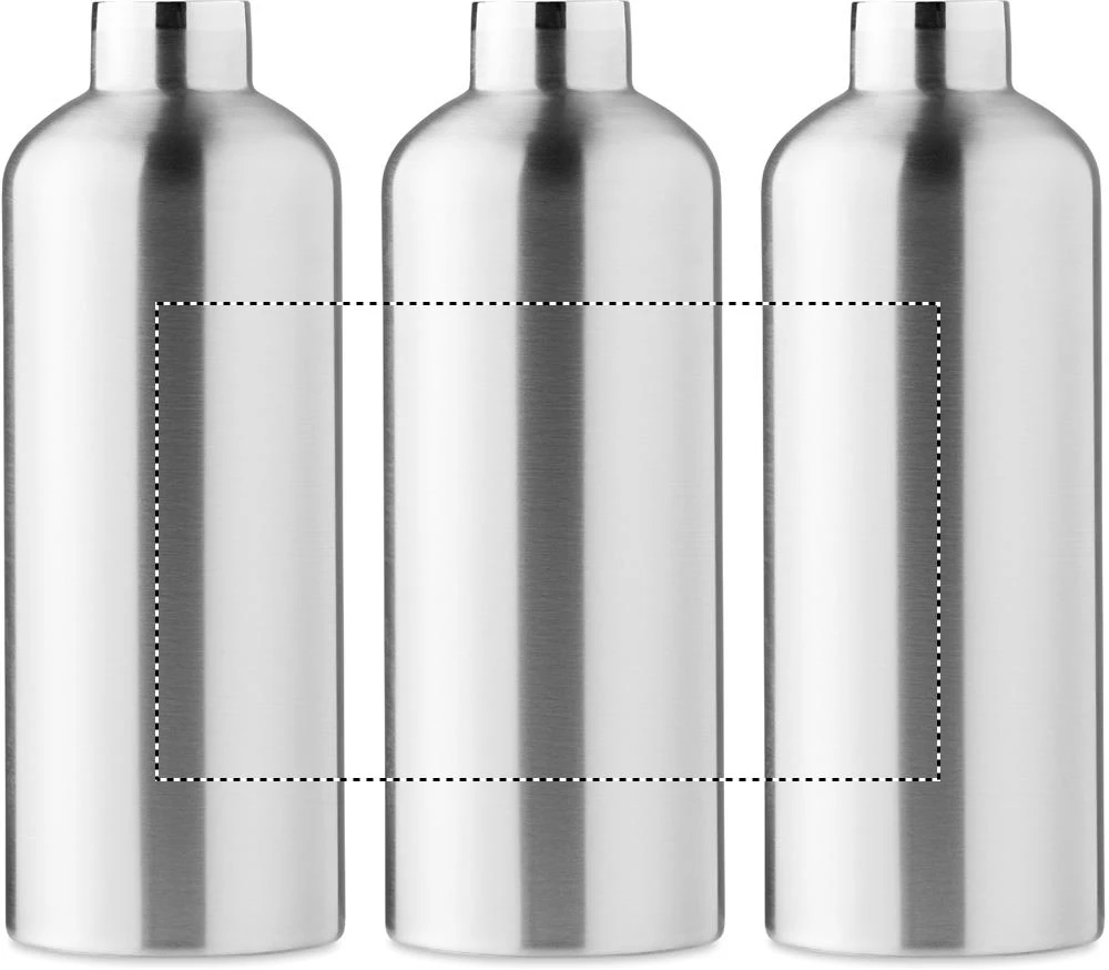 Dvojstenná nerez fľaša 1,5 l – matná stříbrná – tlačová plocha – Dookola (rotačná sieťotlač)