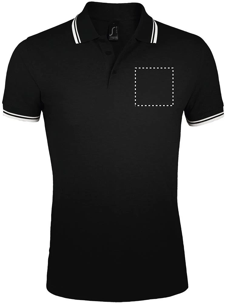 Pasadena - pánske polo 200g - Sol's – lime/white – tlačová plocha – Hruď