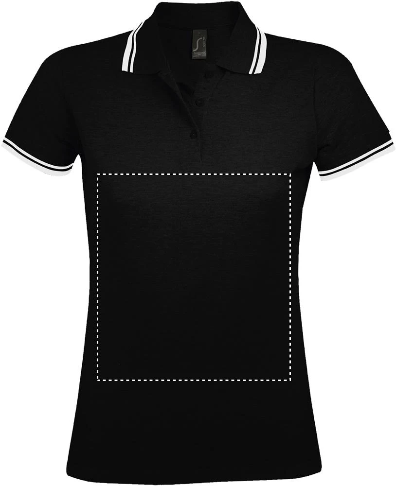 Pasadena - dámske polo 200g - Sol's – námořní modrá/bílá – tlačová plocha – Predná strana