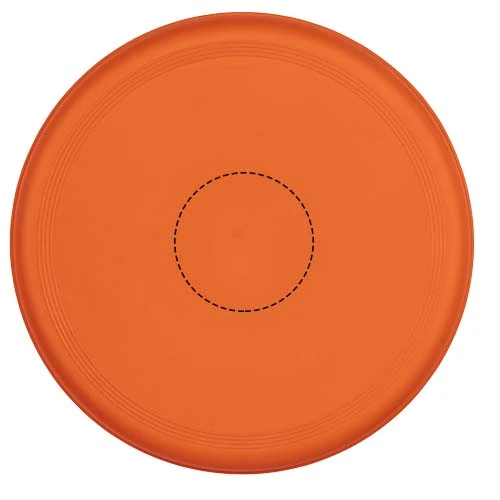 Frisbee z recyklovaného plastu Orbit – oranžová – tlačová plocha – Vrchná strana