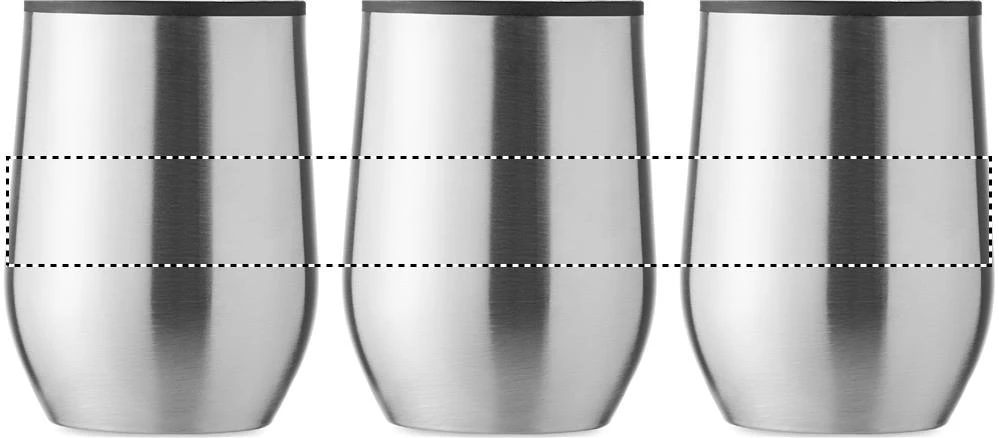 Hrnček s dvojitou stenou 350ml – matná stříbrná – tlačová plocha – Dookola 360°