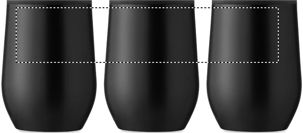 Hrnček s dvojitou stenou 350ml – černá – tlačová plocha – Dookola (rotačná sieťotlač)