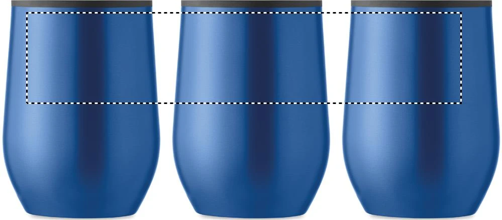 Hrnček s dvojitou stenou 350ml – modrá – tlačová plocha – Dookola (rotačná sieťotlač)