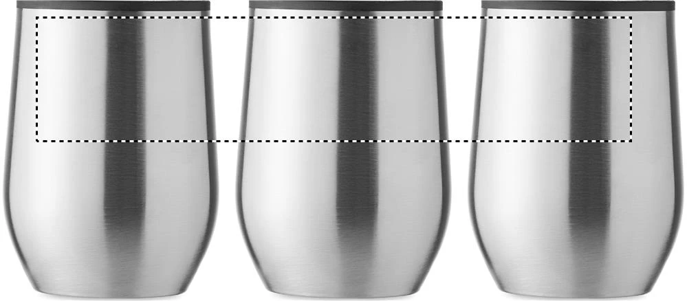 Hrnček s dvojitou stenou 350ml – matná stříbrná – tlačová plocha – Dookola (rotačná sieťotlač)