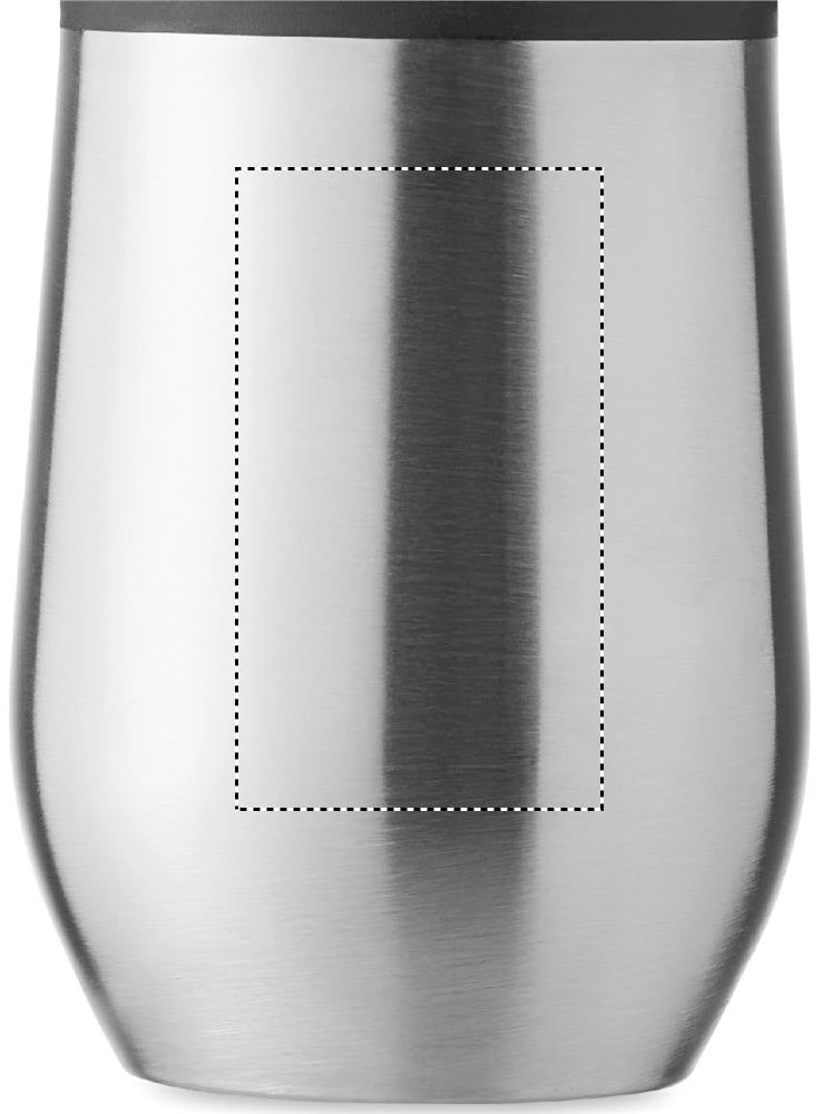 Hrnček s dvojitou stenou 350ml – matná stříbrná – tlačová plocha – Predná strana – laser