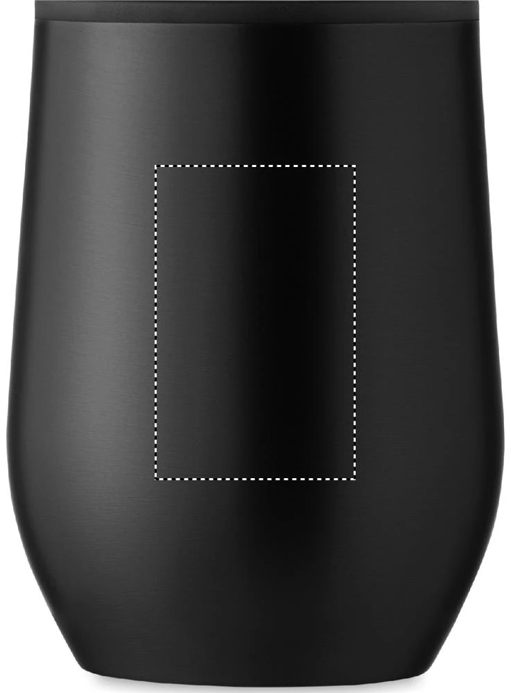 Hrnček s dvojitou stenou 350ml – černá – tlačová plocha – Predná strana – tampónová tlač