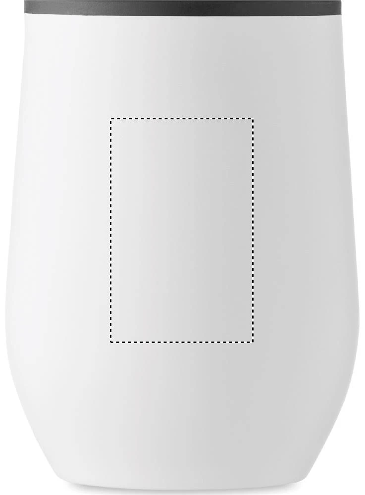 Hrnček s dvojitou stenou 350ml – bílá – tlačová plocha – Predná strana – tampónová tlač