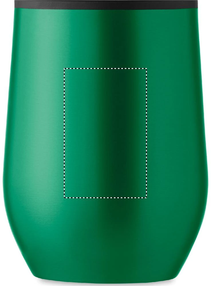 Hrnček s dvojitou stenou 350ml – zelená – tlačová plocha – Predná strana – tampónová tlač