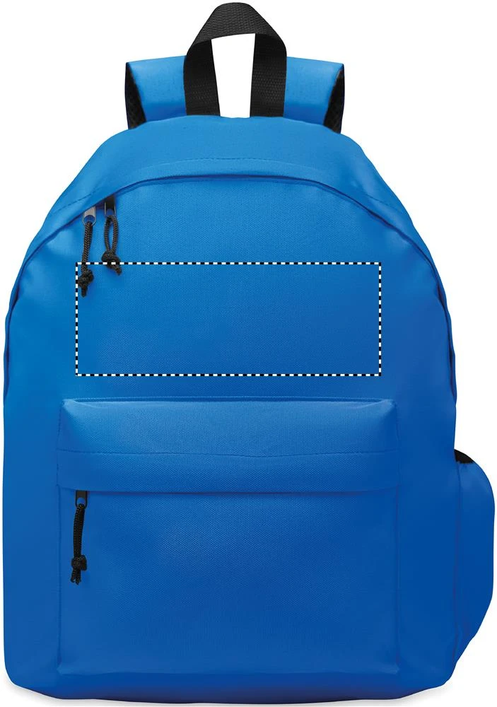 Batoh z polyesteru 600D RPET – královská modř – tlačová plocha – FRONT ABOVE POCKET