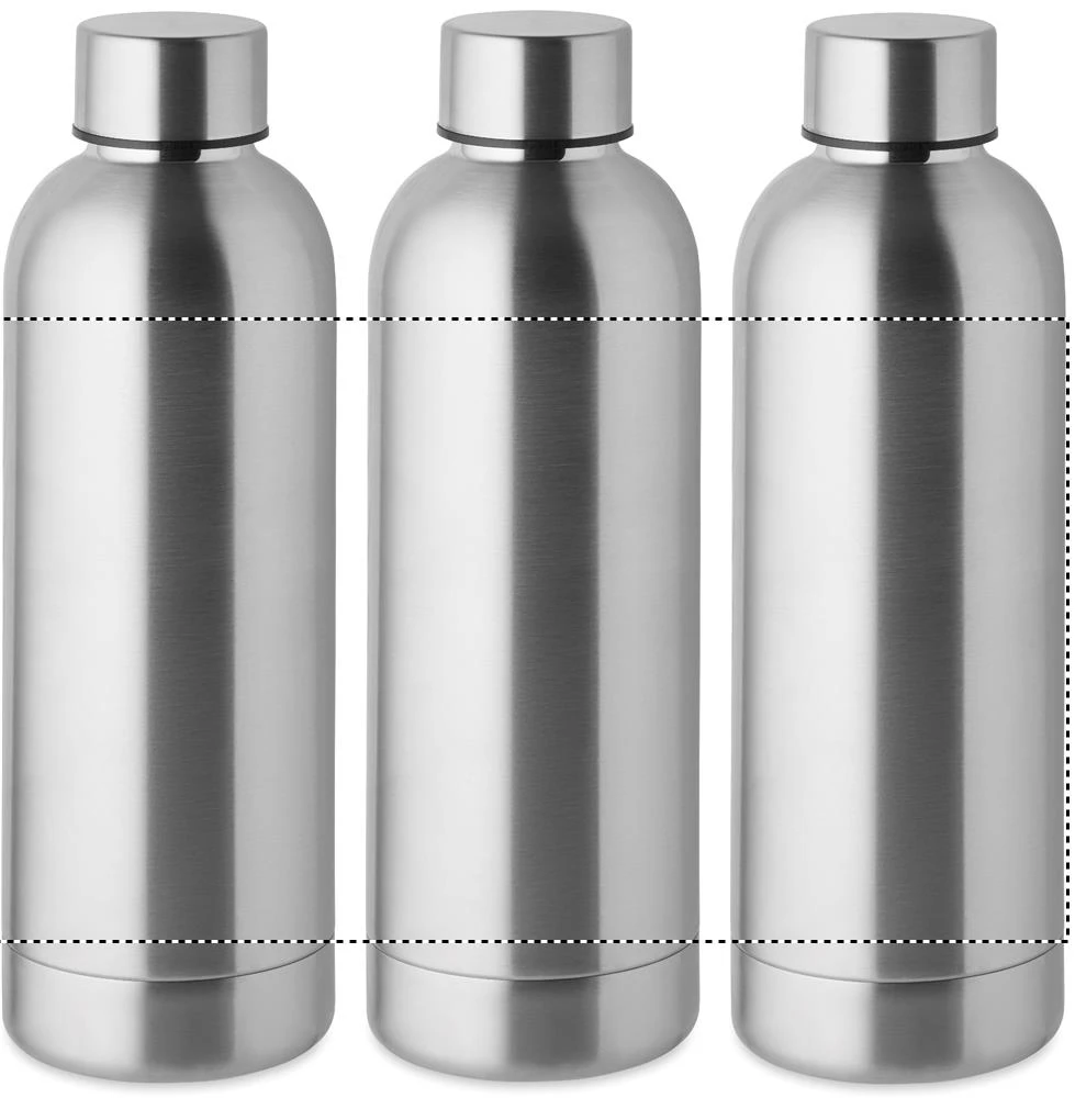 Dvojstenná fľaša 500ml – matná stříbrná – tlačová plocha – Dookola 360°