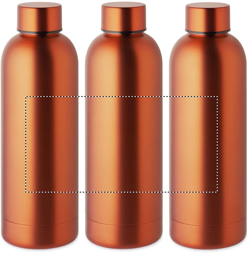 Dvojstenná fľaša 500ml – oranžová – tlačová plocha – Dookola (rotačná sieťotlač)