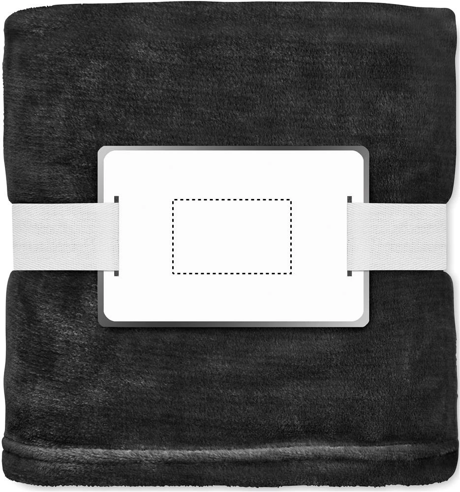 Fleecová deka RPET – černá – tlačová plocha – INLAY PAD