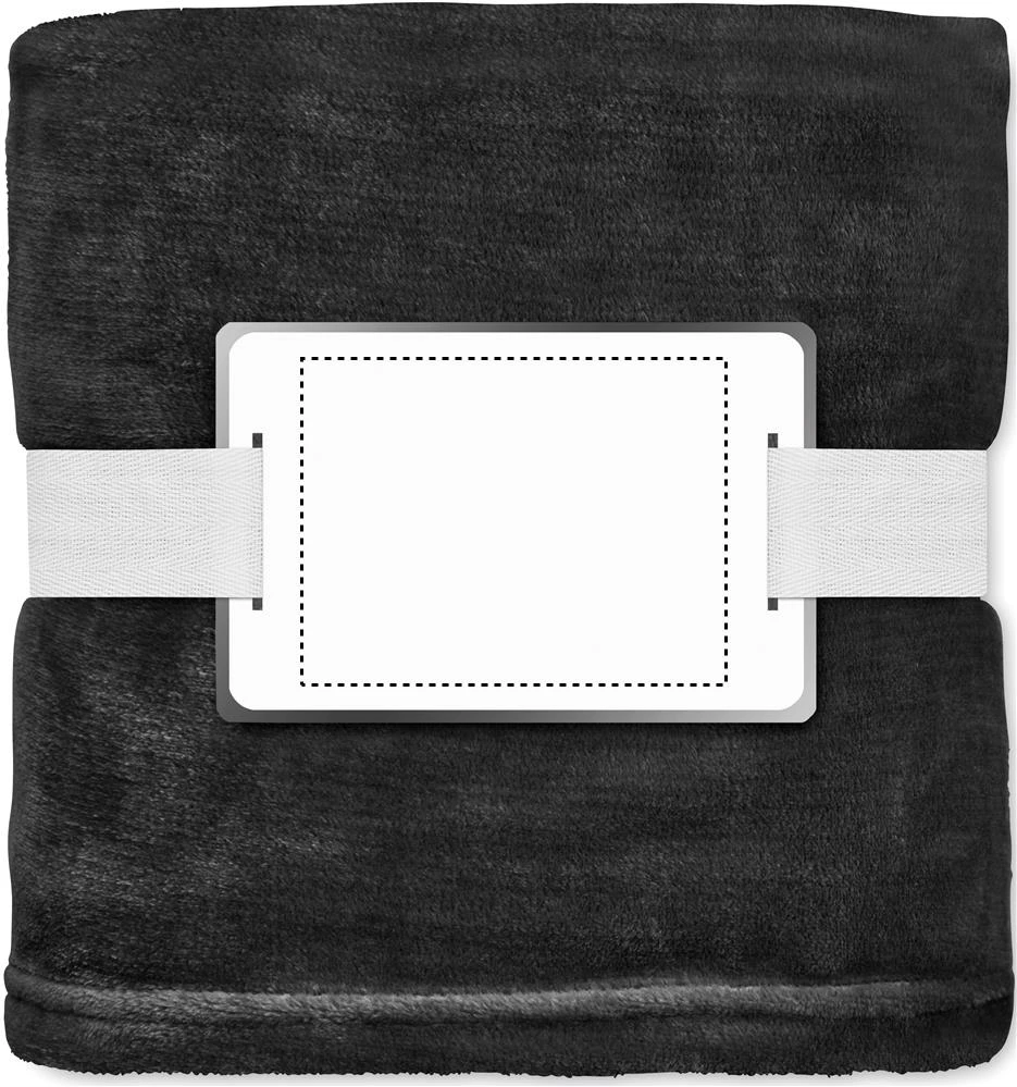 Fleecová deka RPET – černá – tlačová plocha – INLAY SCREEN