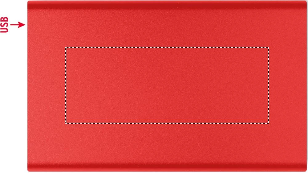 Powerbanka Type C 4000 mAh – červená – tlačová plocha – Spodok