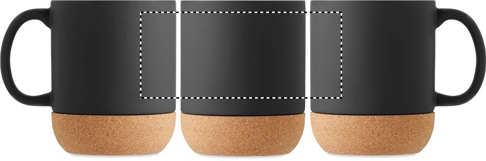 Matný keramický hrnček 300 ml – černá – tlačová plocha – Dookola (rotačná sieťotlač)