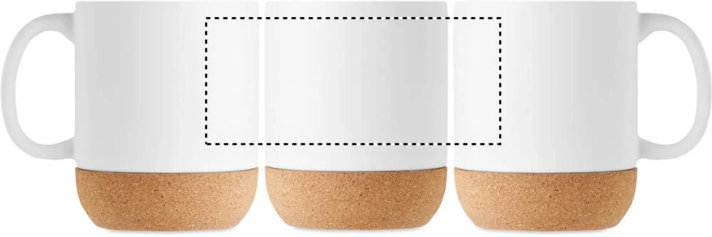 Matný keramický hrnček 300 ml – bílá – tlačová plocha – Dookola (rotačná sieťotlač)