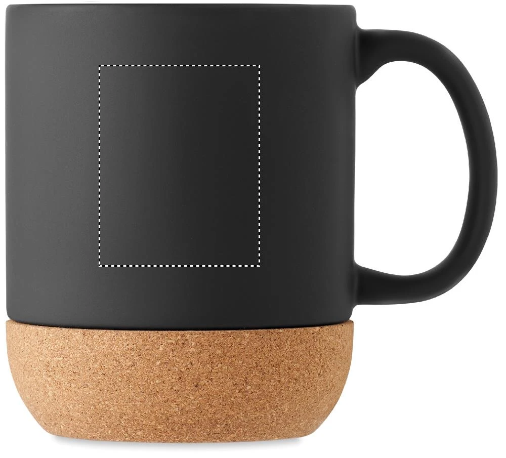 Matný keramický hrnček 300 ml – černá – tlačová plocha – Pre pravákov