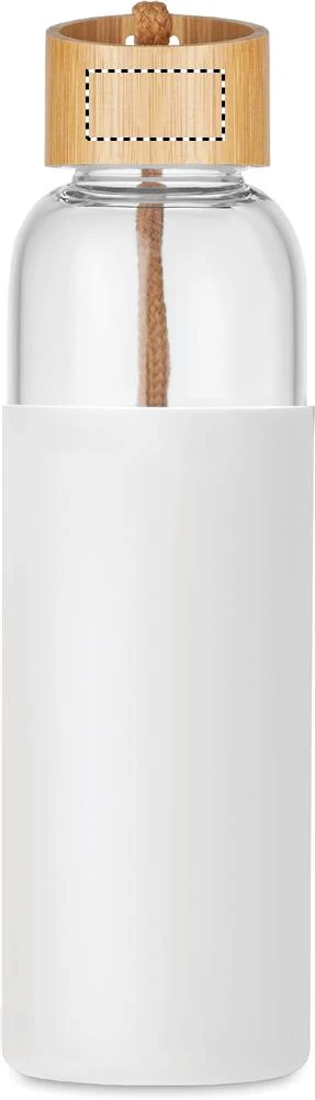 Sklenená fľaša 500ml v obale – bílá – tlačová plocha – LID FRONT