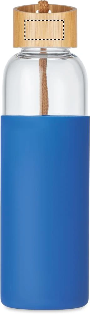 Sklenená fľaša 500ml v obale – královská modř – tlačová plocha – LID FRONT