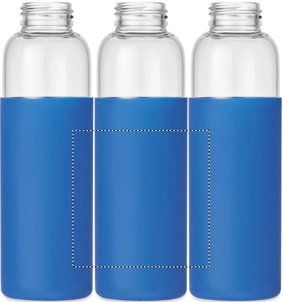Sklenená fľaša 500ml v obale – královská modř – tlačová plocha – Puzdro
