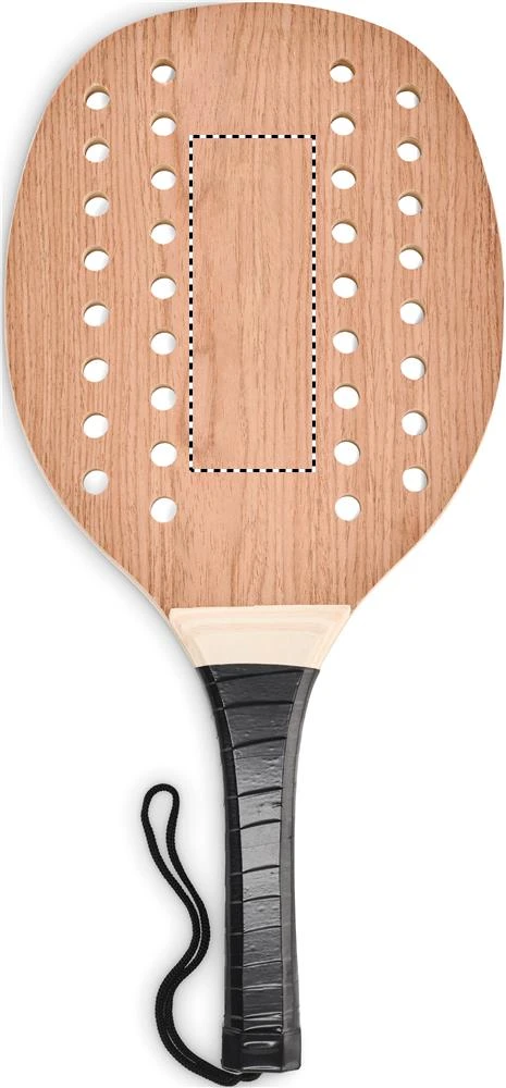 Súprava na plážový tenis z dreva – barva dřeva – tlačová plocha – RACKET 1 SIDE 2