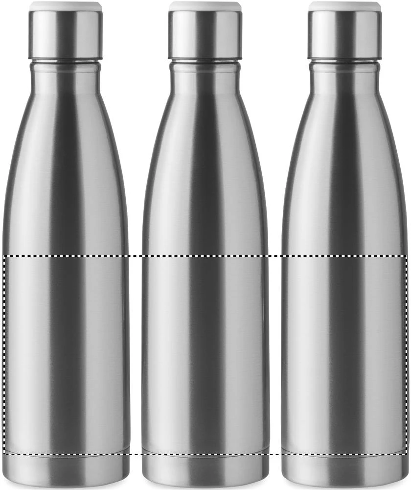 Fľaša s dvojitou stenou 500 ml – matná stříbrná – tlačová plocha – Dookola 360°