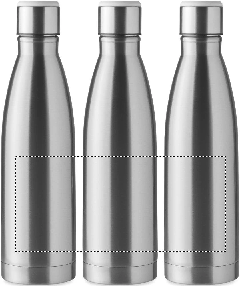 Fľaša s dvojitou stenou 500 ml – matná stříbrná – tlačová plocha – Dookola (rotačná sieťotlač)