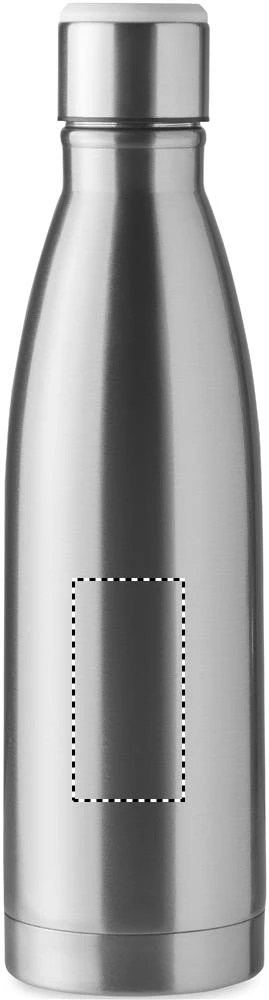 Fľaša s dvojitou stenou 500 ml – matná stříbrná – tlačová plocha – Zadná strana