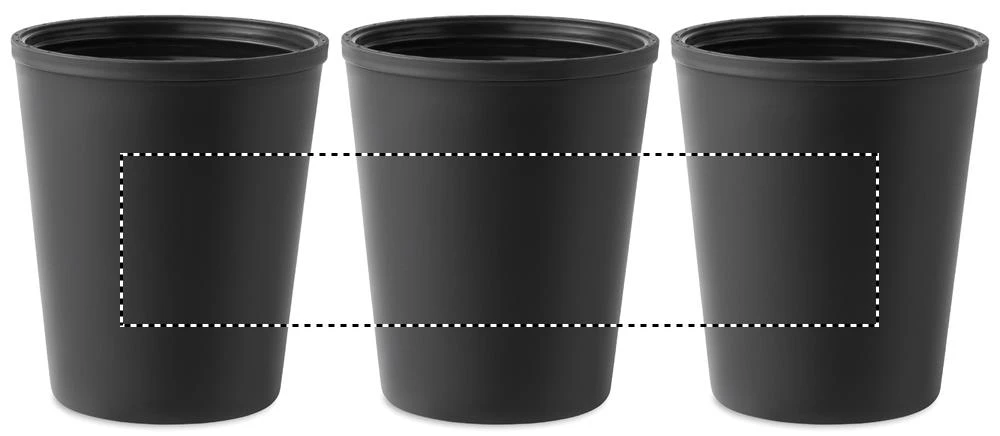 Téglik z recyklovaného PP – černá – tlačová plocha – Dookola (rotačná sieťotlač)