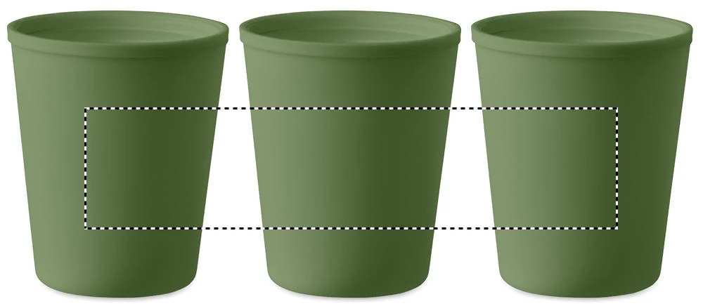 Téglik z recyklovaného PP – tmavě zelená – tlačová plocha – Dookola (rotačná sieťotlač)