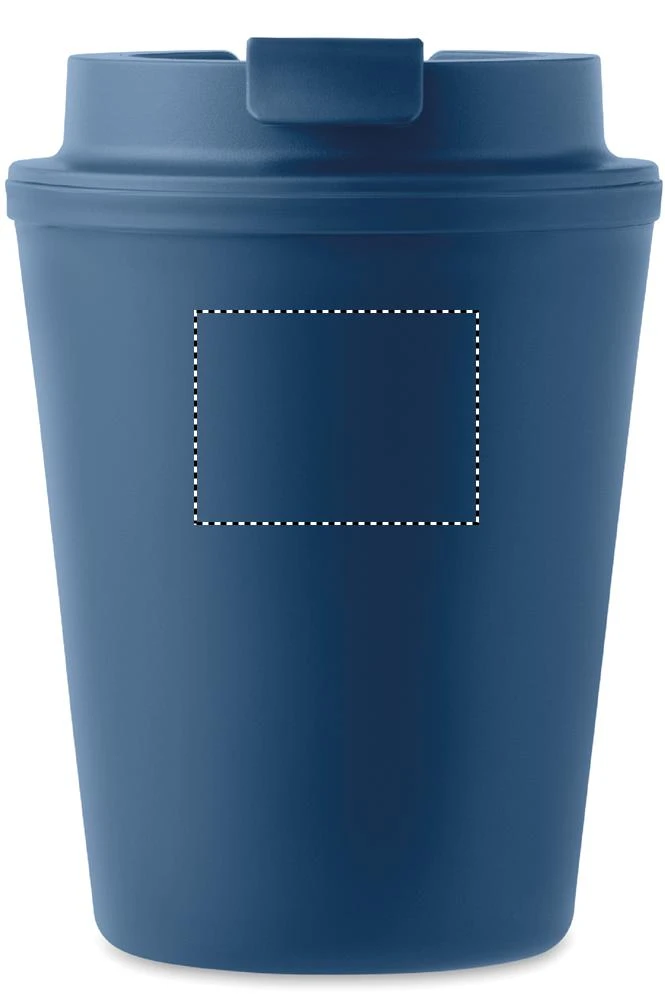Téglik z recyklovaného PP – modrá – tlačová plocha – Predná strana hore
