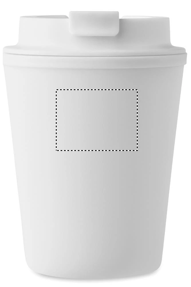 Téglik z recyklovaného PP – bílá – tlačová plocha – Predná strana hore