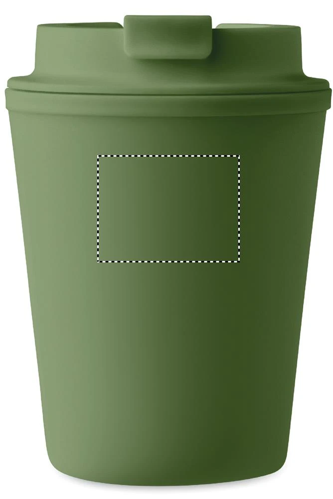Téglik z recyklovaného PP – tmavě zelená – tlačová plocha – Predná strana hore