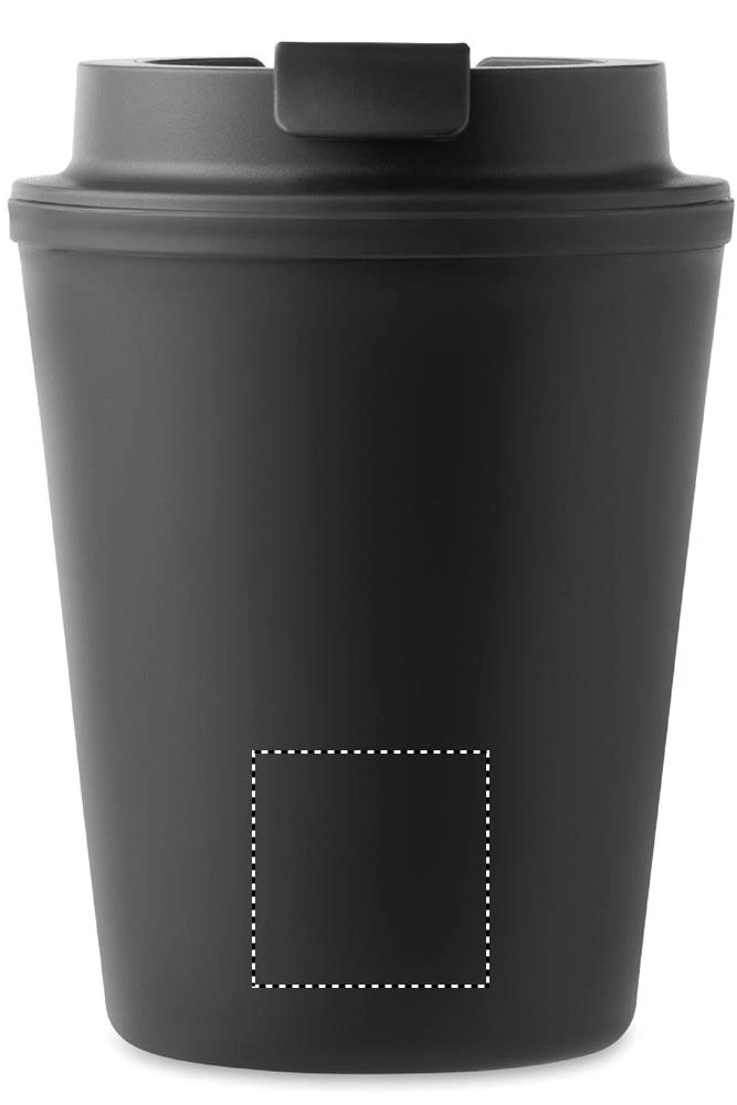 Téglik z recyklovaného PP – černá – tlačová plocha – Predná strana dole