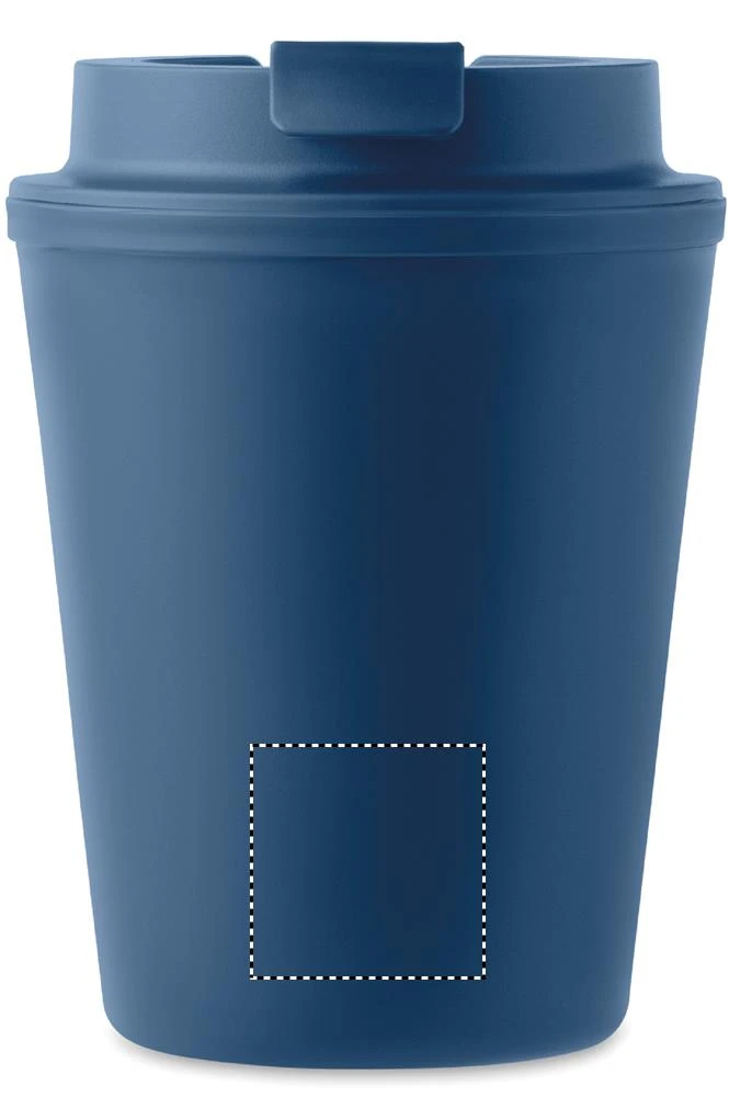 Téglik z recyklovaného PP – modrá – tlačová plocha – Predná strana dole
